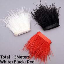 1M 8-10cm White Black Peacock Blue Ostrich Feather Trim - 3 Colors Artificial Feathers For DIY Crafts, Costumes, Wedding & Party Decorations