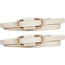 ¡RecomendadoZESTPIE Cinturón para Mujer, 2 PCS Cinturones Ajustables,Cinturones Finos para Mujeres para Vestidos y Jeans,Cinturon Vaqueros Mujer Elastico Con Hebilla Metálica¡Top de Temporada - Negro - Ver 1