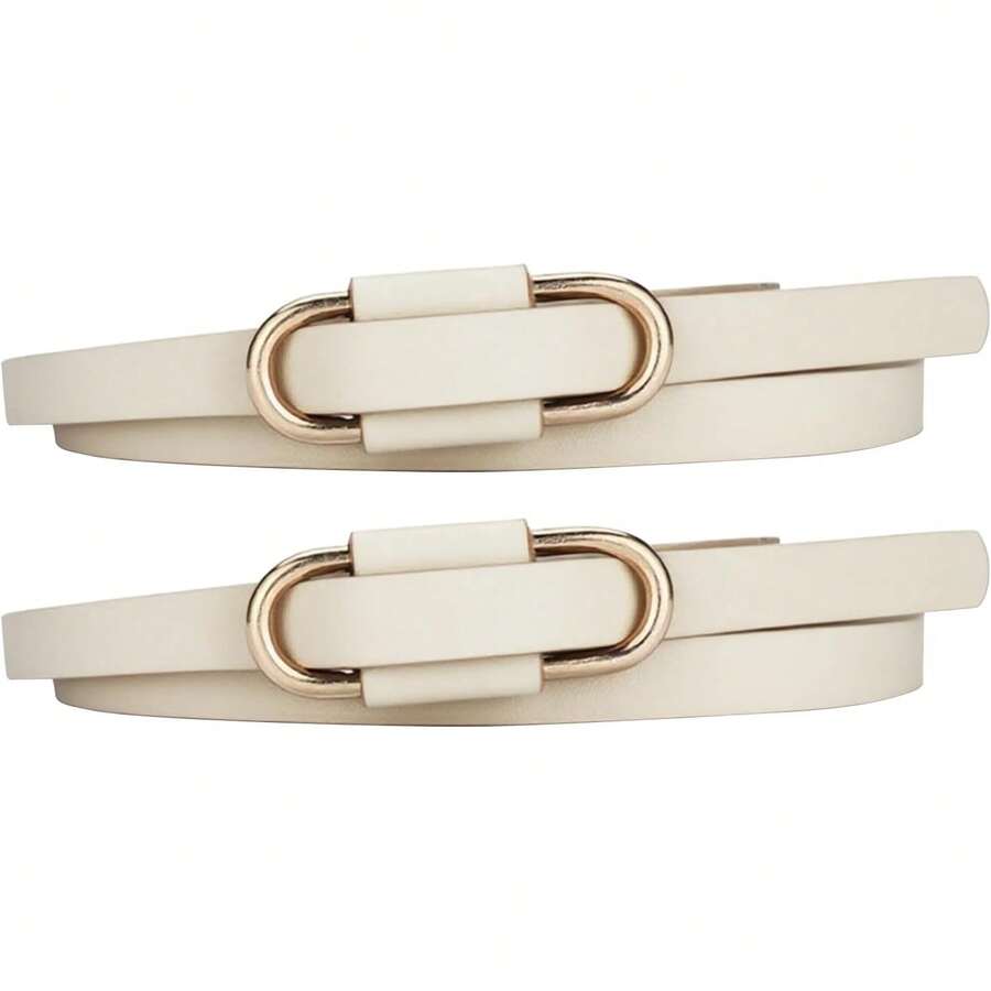 ¡RecomendadoZESTPIE Cinturón para Mujer, 2 PCS Cinturones Ajustables,Cinturones Finos para Mujeres para Vestidos y Jeans,Cinturon Vaqueros Mujer Elastico Con Hebilla Metálica¡Top de Temporada - Negro - Ver 1