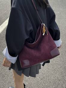 Bolso de mano, bolso de hombro y bolso de gran capacidad de ante y piel de ciervo, nueva moda 2025