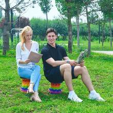 1 Portable Folding Stool - Lightweight Telescopic Folding Seat, Maximum Load 400.01 Lbs, Rainbow Design, Suitable For Fishing, Hiking, Camping, Garden BBQ, And Indoor Use - Durable Plastic, No Power Needed, Ideal Gift, Camping Essential, Vibrant Pattern, Sturdy Structure, Outdoor Seat, Compact Seat, Easy To Store, Perfect For Outdoor Enthusiasts