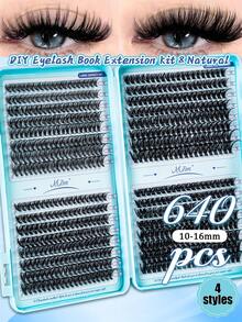 640PCS D Curl Cluster Lashes, 10D-100D Mixed Density Long Lasting DIY Eyelashes For Beginners, Fake Lashes For Cosplay Wedding Dinner Stage Makeup - D - 查看 6