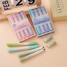 4pcs/Box Gradient Fluorescent Highlighter Pens, High-Quality Colorful Marker Pens For Students, Meetings, Oversized Fluorescent Ink, School Supplies, Student Gifts