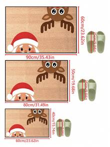 1 pièce Paillasson de Noël avec motif amusant de renne et Père Noël qui dépasse, style minimaliste de vacances, tapis en fibre de polyester lavable en machine, convient pour le salon, la cuisine, la chambre, l'entrée, la décoration de la maison, la décoration de la pièce, décorations de Noël toute saison