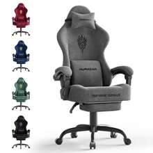 Ergonomic Velvet Fabric Grey Gaming Chair, High Back Ergonomic Gamer Chair For Adult, Comfortable Video Game Chair With Footrest And Massage Lumbar Cushion, Racing Reclining Office Computer Desk Chair - 灰色 - 查看 1