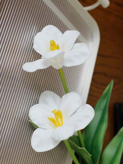 1 pieza Flor artificial Tallo de tulipán falso Decoración interior del hogar Flor falsa Ramo de novia Boda Flor de tacto real En decoración de jarrón Fiesta