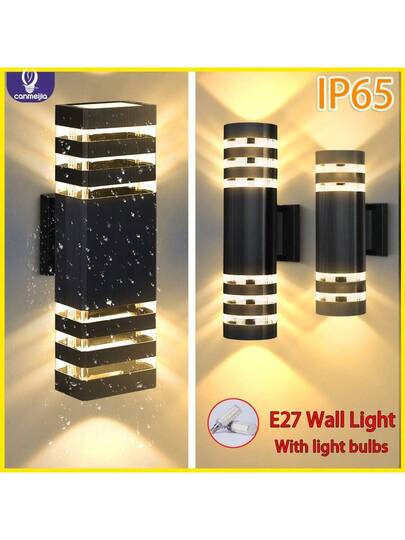 CANMEIJIA 1PC Acrylic Outdoor Waterproof Wand Lamp IP65, Door Lamp, Including E27 Bulb, Bulb Replaceable, Square/Round Lighting, Garden ation, In Gardens/Corridors/Stairs/Streets/Balconies view 2