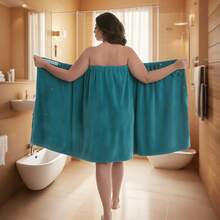 浴袍套装 XXL-XXXXXL - 2 件套超大浴裙和浴帽 + 82x215cm 珊瑚绒浴巾 | 超强吸水，可调节尺寸，适用于居家、旅行、桑拿、水疗淋浴，也适用于美容院、酒店、运动、家居用品、毛巾、护肤 - 彩色 - 查看 7