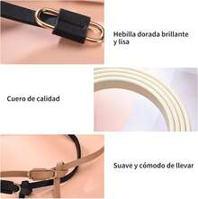 ¡RecomendadoZESTPIE Cinturón para Mujer, 2 PCS Cinturones Ajustables,Cinturones Finos para Mujeres para Vestidos y Jeans,Cinturon Vaqueros Mujer Elastico Con Hebilla Metálica¡Top de Temporada - Negro - Ver 3