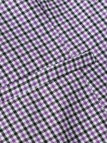 Women's Plaid Woven Fabric Front Button Pocket Casual Vest Jacket, Spring/Autumn - Mauve Purple - View 4