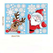 2 buc Autocolante Statice Festive de Crăciun - Moș Crăciun și Reni Autocolante pentru Ferestre cu Față-verso, Decor de Sărbători din Plastic reutilizabil pentru Sticlă, Decorațiuni de Crăciun reutilizabile, Autocolante pentru Ferestre de Crăciun, Autocolante reutilizabile, Autocolante durabile, Decor de Crăciun