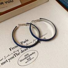 2PC Fashion  Denim Round Earrings, Fashion  Simple Earrings, Light Luxury, High-End Sense Of Versatility, Women's Party Banquets, Daily Versatility - 藏蓝色 - 查看 2