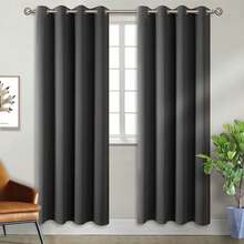 Cortinas opacas grises de 52 pulgadas x 84 pulgadas, adecuadas para dormitorio o sala de estar, 2 piezas, con ojales, aislamiento térmico y acústico, tela 100% poliéster, impermeables y suaves - gris - Ver 8