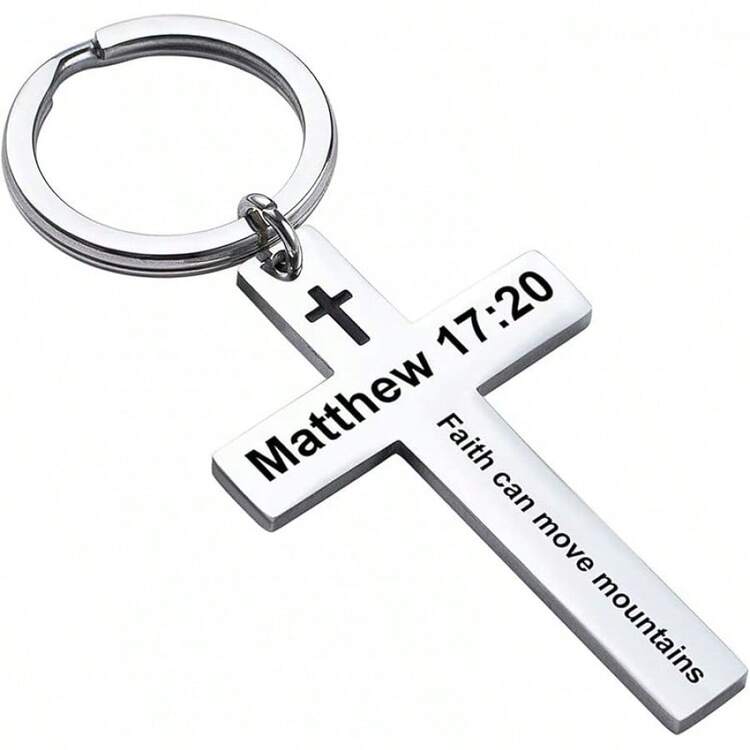 Ldurian Bible Verse Keychain Christian Cross Keychain For Women, Cross Key Chain For Men Religious ScriptureChristmas - Matthew 17:20 - View 1