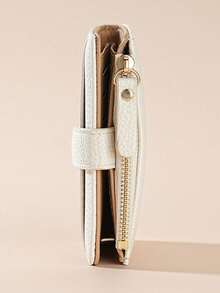 European And American Style Lychee Pattern Women's Wallet, Simple And Elegant, Bi-Fold Multi-Card Slot Zipper Coin Purse, Women's Wallet, Mini Sewing Wallet, Small Coin Purse, Urban Simple Men's Wallet, PU Leather, Cute Wallet, Simple Design, High Quality, Bi-Fold Multi-Card Slot Zipper Coin Purse, Short Women's Wallet, Mini Sewing Wallet, Small Coin Purse, Suitable For Daily Commuting Use, Suitable As A Holiday Gift. - Multicolor - View 9