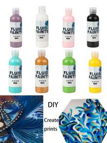 Bộ 6 màu sơn nghệ thuật dạng lỏng, độ bóng cao, sơn acrylic, chống phai màu, hiệu quả hoàn hảo sau khi khô, thích hợp cho đá, gỗ, vải bố, thạch cao và các bề mặt nghệ thuật khác, 100ml/chai, sơn nghệ thuật, màu sắc sống động, sơn bền lâu, dụng cụ nghệ thuật, dành cho nghệ sĩ và họa sĩ, vẽ tranh sáng tạo, dễ tán, màu sắc bền lâu, bột màu vẽ. - Nhiều màu - Xem 3