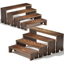 4 Set Large Wooden Tiered Riser Display Stands For Vendor Events,Stackable Perfume Organizer Cologne Stand For Men Women,Wooden Cupcake Dessert Stand,Wood Dessert Table Display Set,Food Display Risers For Party - Brown - View 10