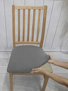 1pc Solid Color Elastic Milk Silk Chair Cover, Dust-Proof Chair Slipcover, Hotel & Home Decor - Multicolor - View 5