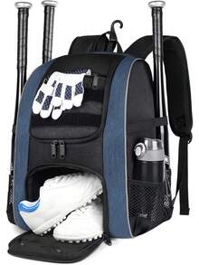Mochila Béisbol para Adultos y Jóvenes: Hombre, con Gran Capacidad para Béisbol, Guantes, Casco, Batuta y Zapatos, Tamaño 40L, Regalo Deportivo al Aire Libre - Negro-40L - Ver 10