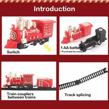 轨道小火车，廉价儿童电动轨道车玩具，复古迷你火车，带灯光和音效（开/关），不含1节5号电池，小型电动版 - 彩色 - 查看 7