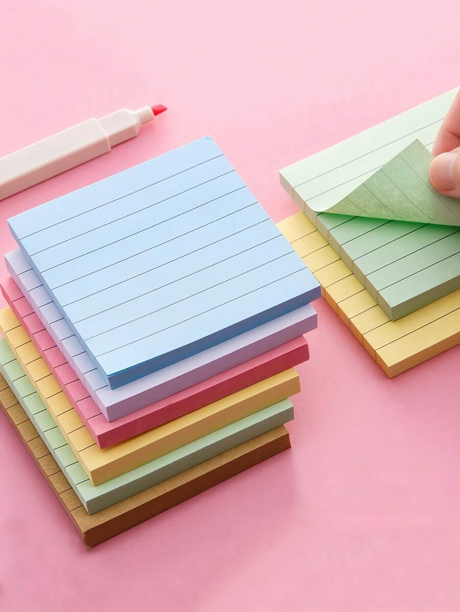 240pcs Assorted Color Striped Horizontal Line Sticky Notes, Removable Self-Adhesive Memo Pad