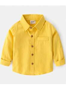 Toddler Boys' Long Sleeve Casual Solid Color Shirt, New Autumn/Winter Collection
