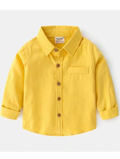Camisa de manga larga casual de unicolor para niños pequeños, nueva colección de otoño/invierno