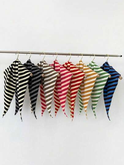 1PC Multifunctional Striped Knitted Scarf Autumn And Winter Triangular Scarf Headscarf Warm Shawl Knitted Scarf Face Scarf Scarf Scarf