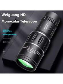 1600x52 Monocular Telescope - Portable, High Magnification, Suitable For Birdwatching, Camping, Black, Long Distance Vision