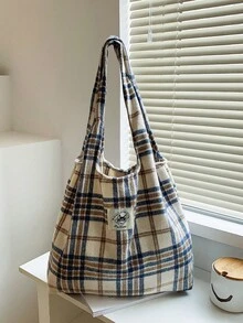 Minimalist Lightweight,Portable,Classic,Casual Plaid Tote Bag For Teen Girls Women College Students,Teacher,White-Collar Workers,Rookies & White-Collar Workers Perfect For Office,Perfect For Outdoors,Elementary School, Middle School, High School,Work ,Business,Commute Best Gift Bags For Teachers, Women, Girlfriends & FamiliesLightweight,Portable,Large Capacity, Suitable For Teen Girls Women College Students, Perfect For Back To School,College,Middle School, High School