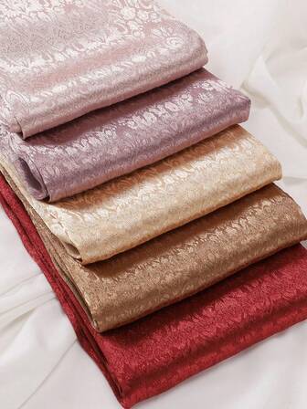 1pc Solid Color Rectangular Textured Non-Slip Women Head Scarf For Dress