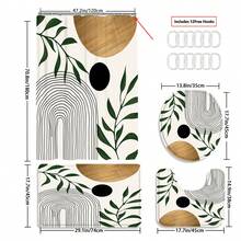 1/3/4 pièces Ensemble de rideau de douche médiéval, tapis de bain, couvre-siège de toilette et tapis de bain. Motif bohème abstrait de feuilles et d'arches. Accessoires modernes, imperméables et résistants à l'usure. Avec 12 crochets. Fabriqué en polyester antidérapant et lavable. Parfait pour la décoration de vacances, la maison, la chambre, le style occidental et Noël.