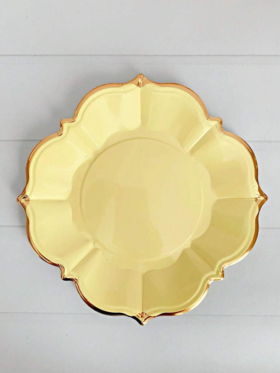 10 piezas/30 piezas/50 piezas Platos de papel amarillos de 9 pulgadas para verano - Platos desechables de limón para fiestas, excelentes para servir pasteles/ensaladas en duchas nupciales, cumpleaños, bodas y decoración de fiestas de verano