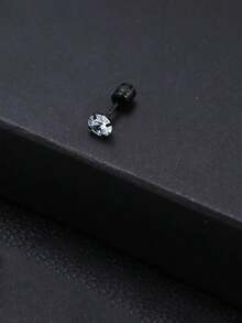 1PC- Simple, Stylish, Light And Luxurious Flat Spiral Stainless Steel Earrings, Small Unisex Hypoallergenic Cartilage Earrings, Double Round Cubic Zirconia Spiral Earrings, Birthday Graduation Season Valentine's Day Halloween Gifts Suitable For Men And Women To Wear On All Occasions.