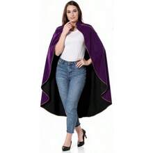 Women's Medieval Cloak Renaissance Velvet Cape With StandUp Collar Queen Princess Costume Halloween Christmasgift - 紫色 - 查看 6
