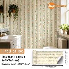 15.75x47.24/141.73/188.98 Inch, 1 Roll/1 PC, Superstiker Creative Floral & Striped Pattern Peel And Stick Removable Vinyl Wallpaper, High Definition, No Residue, DIY For Living Room, Bedroom, Wardrobe, Cabinet, Home Decor Wall Paper Wall Stickers Wall Decor Room Decor Wallpaper Peel And Stick - Multicolor - View 16