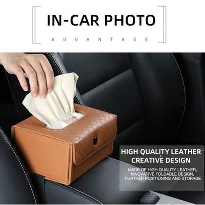 Caja de pañuelos de lujo, de uso múltiple para reposabrazos de coche, sala de estar del hogar, hotel, diseño colgante para asiento trasero del coche, elegante y de alta gama