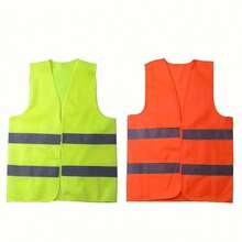 4pcs Unisex Durable Cotton Blend Reflective Vest, Suitable For Construction Sites And Outdoor Activities To Increase Visibility - Fluorescent Green - View 13