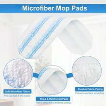 H2PrO Replacement Mop Pads For O-Cedar Machine Washable &Amp; Reusable Microfiber Mop Heads Compatible With Ocedar H2Pro Flat Mop System-4 Pack - 白色 - 查看 3
