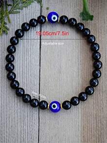 Men Bracelet Evil's Eye Black Tourmaline Empathy Protection Aura Shield Absorb Negative Energy Bracelet Crystal Healing Stress Relief Bracelet