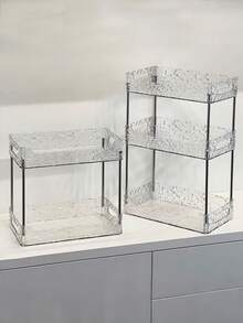 1 szt. 1/2/3-poziomowa skrzynka do przechowywania na biurko, półka łazienkowa, uchwyt na kubek, tacka, organizer na kosmetyki, przezroczysty organizer na biurko, łatwy w montażu, odpowiedni do biura, gabinetu, łazienki, sypialni, przechowywania przedmiotów, wystroju mebli, wystroju pokoju, akcesoriów łazienkowych