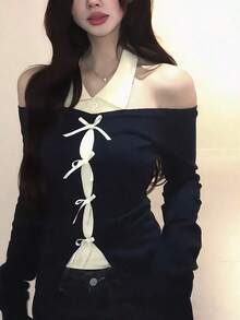 Women Knit Tops - Black - View 3