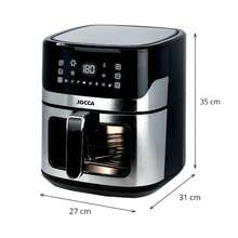 Jocca 6.5L Digital Air Fryer With Window | 8 Programs, LED Touch Screen, 80–200 °C, 60-Minute Timer | 1600 W | Non-Stick Basket And Automatic Shut-Off | - Black - View 5