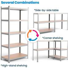 Estanterias Almacenaje, 180 X 90 X 40 Cm, Metalicas, Galvanizadas, Material MDF, Para Hogar, Trastero, Garaje, 5 Adjustable Baldas, Maximum Cargo 875 Kg (2 Units) - 1 Unidad - View 3