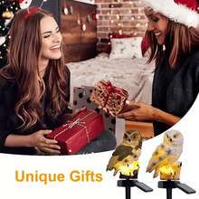 Lampă de grădină cu energie solară tip bufniță - Lampă de gazon LED impermeabilă pentru exterior, iluminat peisagistic în formă de bufniță din rășină cu panou solar, instalare ușoară, nu necesită baterie, reîncărcabilă 600mAh