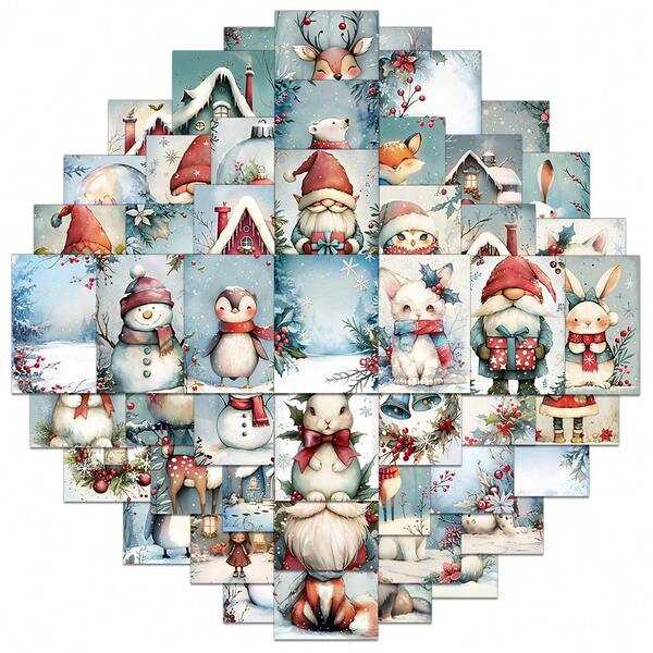 50PCS Christmas Stickers Christmas Decorations Christmas Decor Christmas Ornaments Winter Stickers Christmas Gifts Cartoon Aesthetic Stickers For Water Bottle, Hydroflask, Guitar, Luggage, Phone, Case, Laptop, Skateboard, Gift