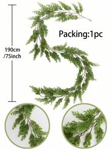 1 件 72 尖窄长杜松花环，190 厘米/6.2 英尺，适合秋冬季装饰、圣诞装饰、桌子、壁炉、楼梯最佳礼物 - 綠色 - 查看 9