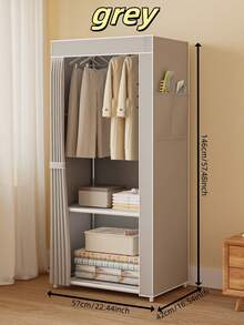 1pc Simple Wardrobe Closet, Bedroom Storage Cabinet, Large Capacity, Sturdy And Durable Hanging Clothes Closet