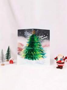 Eine handgefertigte 3D Pop-Up Weihnachtsbaum Grußkarte mit Nachricht - Eine Feiertags-Segenswunschkarte, geeignet für jedermann, Heimdekoration, Weihnachtsdekorationen, Raumdekoration, Winter