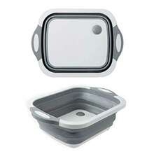 Collapsible Washing Up Bowl Innovations Multi Function Bowl Drying Rack Portable Cutting Board Retractable Drain Washing Basket Basin Vegetable Fruit Tray For For Camping Picnic Kitchen CB01 - Xám - Xem 1
